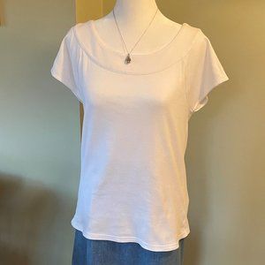 White 100% Cotton Short-Sleeve Top (M)